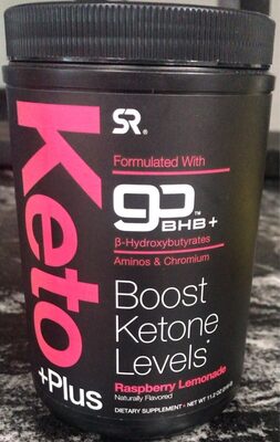 SR Sports Research Keto +Plus Raspberry Lemonade source label used in the packaging illustration