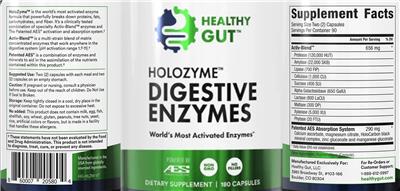 Healthy Gut HoloZyme source label used in the packaging illustration