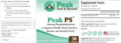 Peak Pure & Natural Peak PS source label used in the packaging illustration