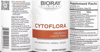 Bioray Clinical CytoFlora source label used in the packaging illustration