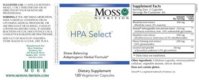 Moss Nutrition HPA Select source label used in the packaging illustration