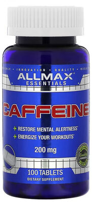 ALLMAX ESSENTIALS Caffeine 200 mg source label used in the packaging illustration