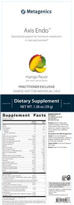 Metagenics Axis Endo Mango Flavor source label used in the packaging illustration