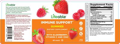 Lifeable Immune Support Gummies Berry Flavor source label used in the packaging illustration