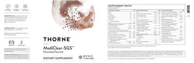 Thorne MediClear-SGS Chocolate Flavored source label used in the packaging illustration