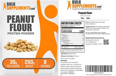 BulkSupplements.com Peanut Flour Protein Powder 30 g product packaging