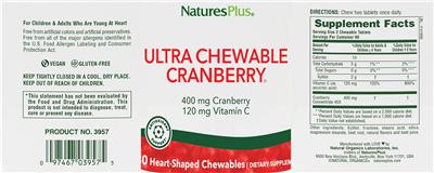 Nature's Plus Ultra Chewable Cranberry source label used in the packaging illustration