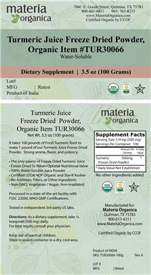 Materia Organica Turmeric Juice Freeze Dried Powder Organic product packaging