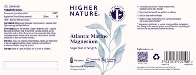 Higher Nature Atlantic Marine Magnesium source label used in the packaging illustration