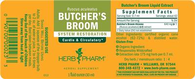 Herb Pharm Butcher's Broom source label used in the packaging illustration