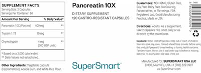SuperSmart Pancreatin 10X product packaging