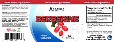 Absolute Nutrition Berberine source label used in the packaging illustration