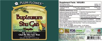 Plum Flower Bupleurum Shu Gan Teapills source label used in the packaging illustration