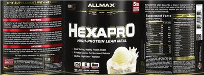 ALLMAX HEXAPRO French Vanilla source label used in the packaging illustration