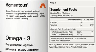 Momentous Omega-3 source label used in the packaging illustration