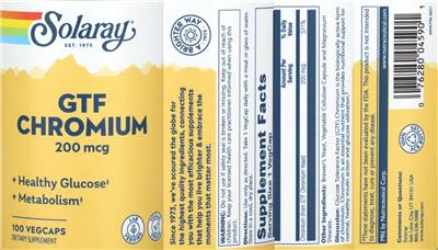 Solaray GTF Chromium 200 mcg product packaging