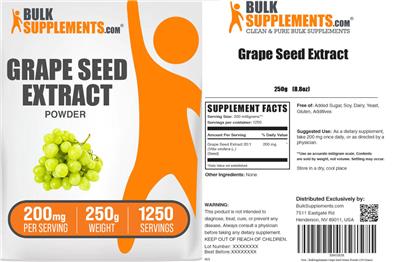 BulkSupplements.com Grape Seed Extract Powder 200 mg product packaging