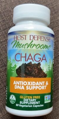 Host Defense Mushrooms Chaga source label used in the packaging illustration