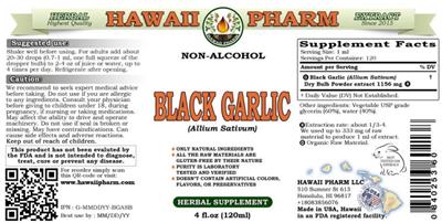 Hawaii Pharm Black Garlic Non-Alcohol source label used in the packaging illustration