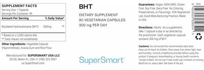 SuperSmart BHT 300 mg source label used in the packaging illustration
