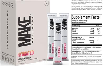 MAKE Wellness Hydrated Grapefruit source label used in the packaging illustration