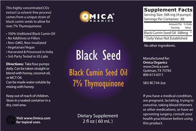 Omica Organics Black Seed source label used in the packaging illustration