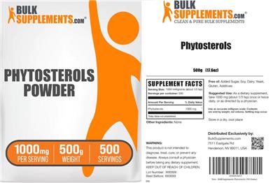BulkSupplements.com Phytosterols Powder 1000 mg source label used in the packaging illustration