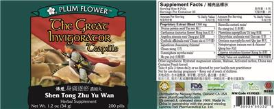 Plum Flower The Great Invigorator Teapills source label used in the packaging illustration