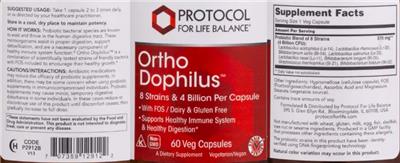 Protocol For Life Balance Ortho Dophilus source label used in the packaging illustration