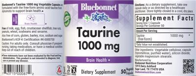 Bluebonnet Taurine 1000 mg product packaging