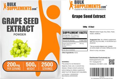 BulkSupplements.com Grape Seed Extract Powder 200 mg product packaging