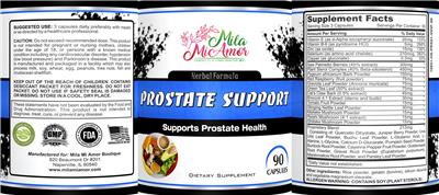 MilaMiAmor Prostate Support source label used in the packaging illustration