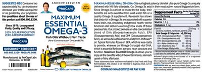 ProCaps Maximum Essential Omega-3 Natural Orange source label used in the packaging illustration