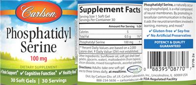 Carlson Phosphatidyl Serine 100 mg source label used in the packaging illustration