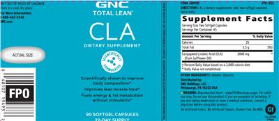 GNC Total Lean CLA source label used in the packaging illustration