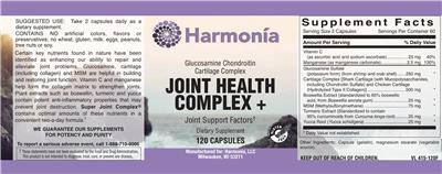 Harmonia Joint Health Complex + source label used in the packaging illustration