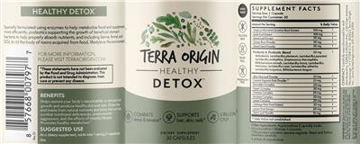 Terra Origin Healthy Detox source label used in the packaging illustration