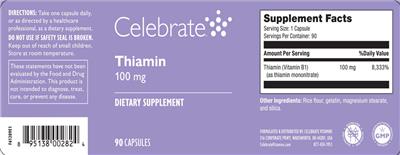 Celebrate Thiamin 100 mg source label used in the packaging illustration