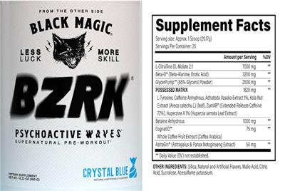 Black Magic BZRK Crystal Blue source label used in the packaging illustration