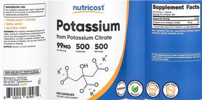 Nutricost Potassium 99 mg source label used in the packaging illustration