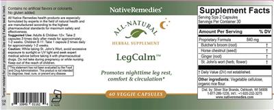 Native Remedies LegCalm product packaging