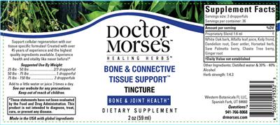 Doctor Morse's Healing Herbs Bone & Connective Tissue Support Tincture source label used in the packaging illustration