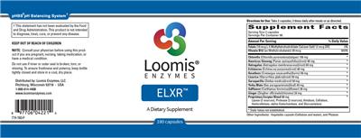 Loomis Enzymes ELXR source label used in the packaging illustration