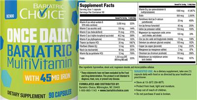 Bariatric Choice Once Daily Bariatric MultiVitamin source label used in the packaging illustration