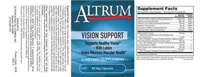 Altrum Vision Support source label used in the packaging illustration