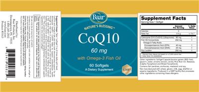Baar Nature's Blessing CoQ10 60 mg source label used in the packaging illustration