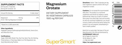 SuperSmart Magnesium Orotate 1500 mg product packaging