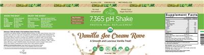 Essante Organics 7.365 pH Shake Vanilla Ice Cream Rave source label used in the packaging illustration