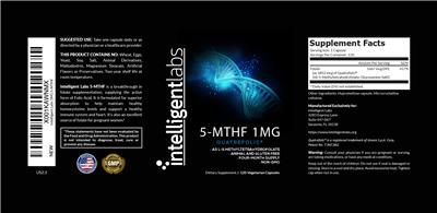 Intelligent Labs 5-MTHF 1 mg source label used in the packaging illustration