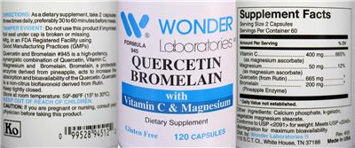 Wonder Laboratories Quercetin Bromelain source label used in the packaging illustration